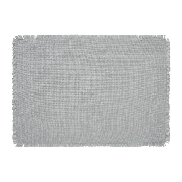 Burlap Dove Grey Placemat Set of 6 Fringed 13x19 - Picture 2 of 3